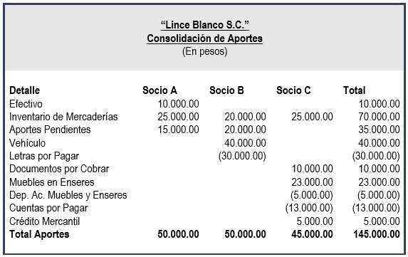 Constitución de Sociedades Colectivas con aportes mediatos - Ejercicio Prácticas - www.solocontabilidad.com