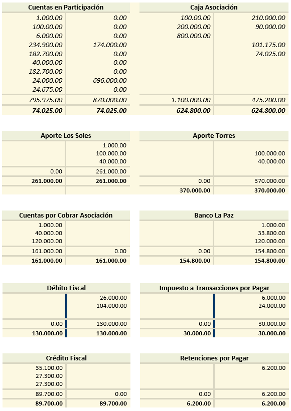 Mayores T - Sociedades Accidentales - Contabilidad de Sociedades - SoloContabilidad.com
