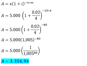 Valor actual, capitalizable trimestralmente - Matemáticas financieras, soluciones problemas ejercicios - lista de problemas 10. www.solocontabilidad.com