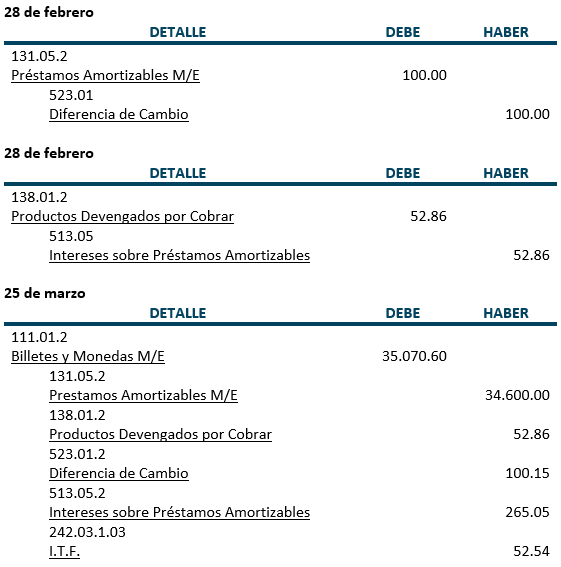 Práctica - Préstamos Amortizables en Moneda Extranjera - Contabilidad Bancaria - SoloContabilidad.com